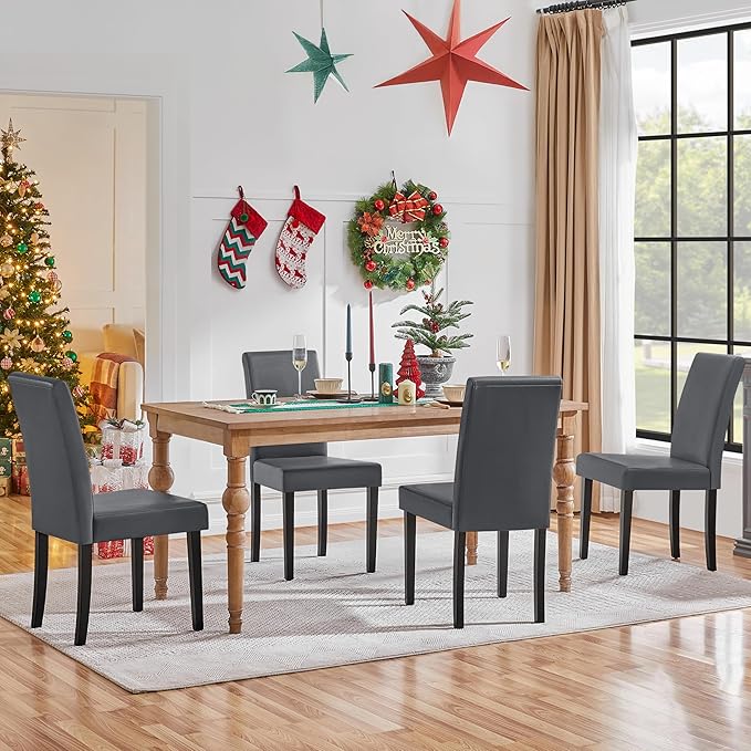 Yaheetech Dining Chairs Set of 4 PU Leather Upholstered Parsons Dining Chairs - Image 8