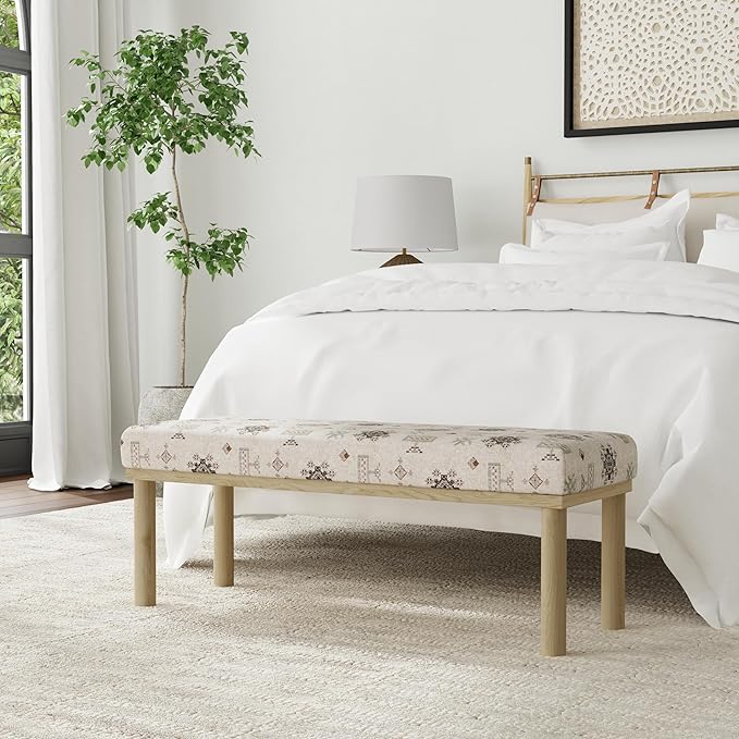 HomePop Oslo Decorative Bench -Cream Contemporary Global Pattern - Image 6