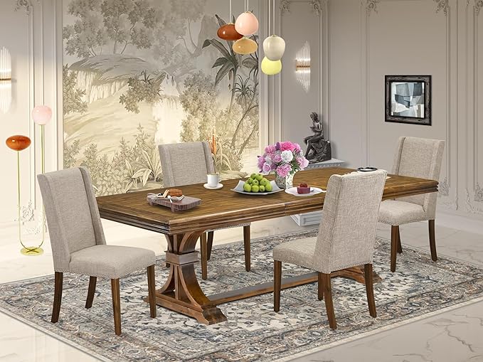 NEFL5-AWA-04-5-Piece Dining Room Set Consists of a Wooden Table and 4 Light Tan by LuxebyEastWestFurniture