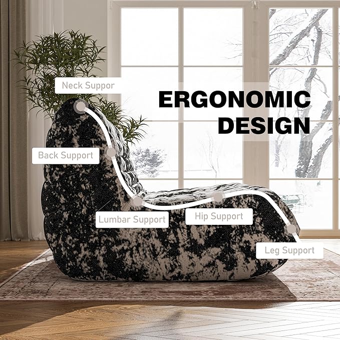Bean Bag Chair, Loveseat Fireside Chair Bean Bag Sofa Large Bean Bag Chair - Image 5