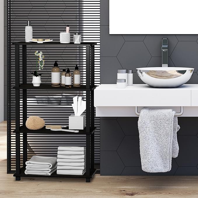 Furinno Turn-N-Tube 4-Tier Multipurpose Shelf Display Rack, Square Tube - Image 2