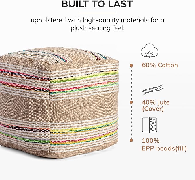 Anji Mountain 100% Handmade & Handcrafted Comfortable Home Décor Pouf Ottoman - Image 4