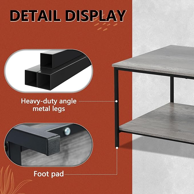 SENIG 2-Tier Coffee Table with Storage Shelf - Image 5