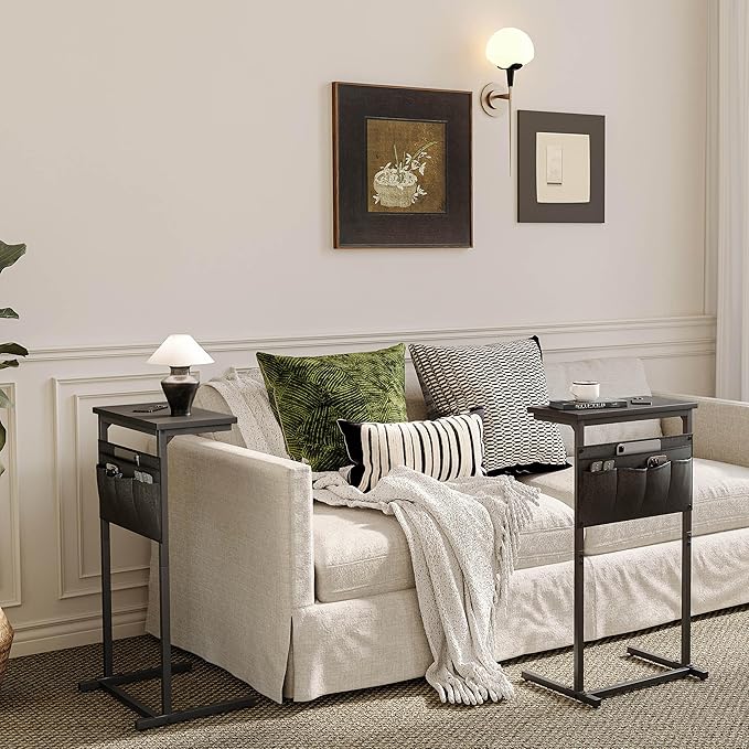 C Shaped End Table, Side Table for Sofa, Small TV Tray, Couch Table - Image 2