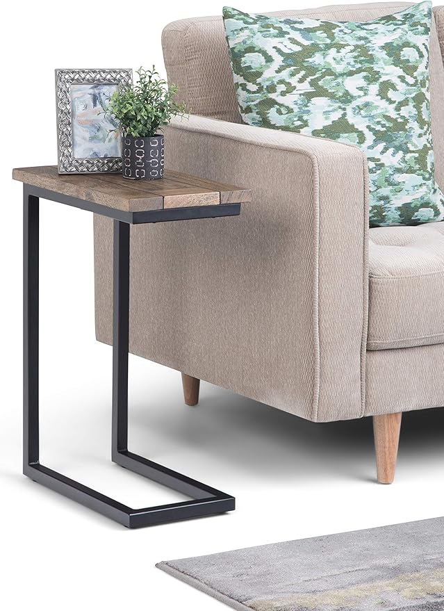 SIMPLIHOME Skyler 18-inch Wide Solid Mango/Metal Industrial C-Shaped End Table - Image 10