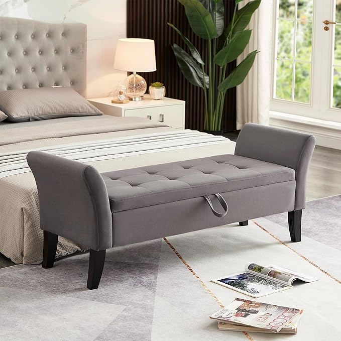 Furniliving 51” Bedroom Bench, End of Bed Bench by FurnilivingFurnitureforHome