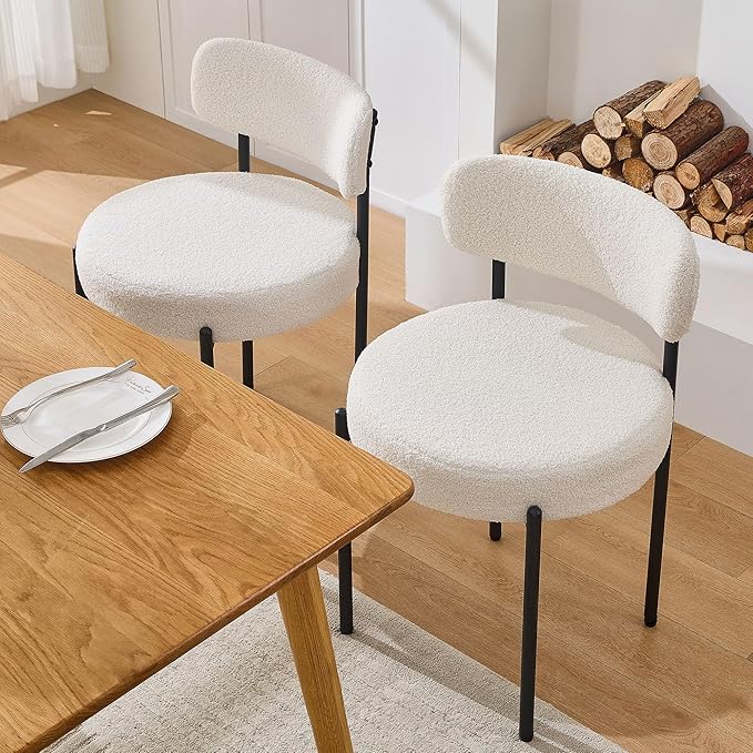 Dining Chairs Set of 6, Curved Backrest Upholstered Dining Room Chairs - Image 9