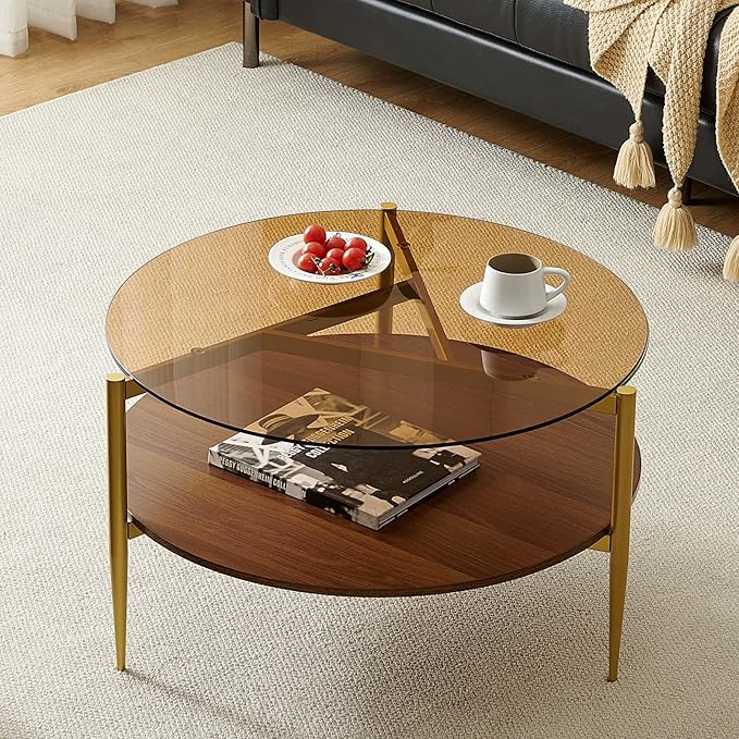 Round Coffee Table, Mid-Century Modern Design, D30*H17 inch, - Image 6