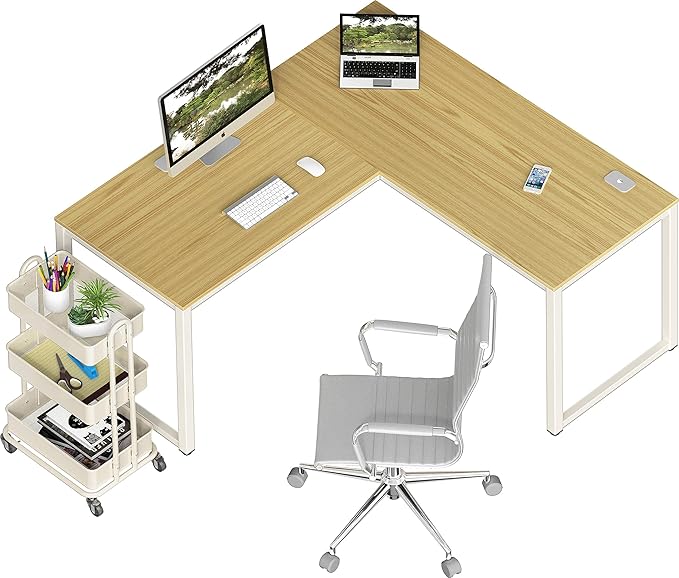 SHW 55 x 60 Inches Commercial-Grade L-Shape Corner Office Computer Desk - Image 5