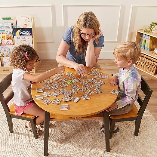 ECR4Kids Hideaway Table and Chair Set, Kids Furniture, Honey/Grey Wash - Image 11