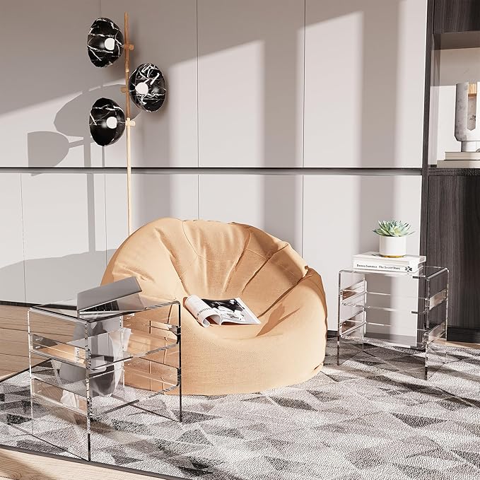 Acrylic 2-Tier Side Table with Storage Mini Modern End Table/Nightstand with - Image 2
