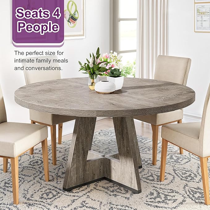 Round Dining Table for 4, Farmhouse Table for Dining Room, Living Room - Image 3