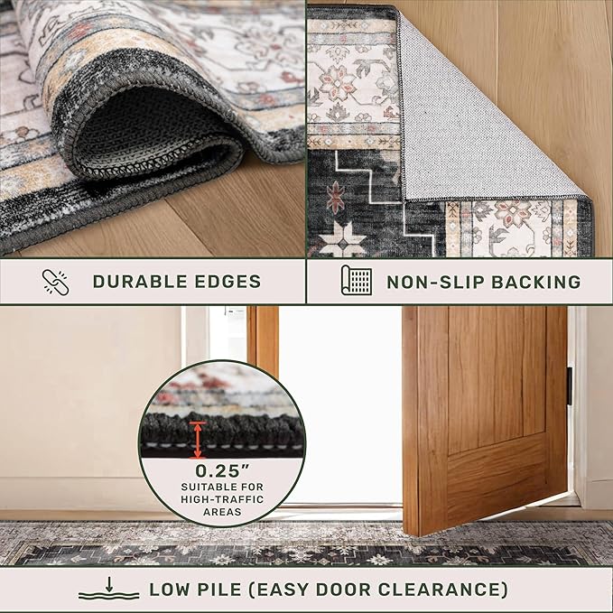 Black Washable Entry Rug, 2x3 Small Rugs - Image 4