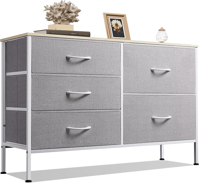 WLIVE Dresser for Bedroom with 5 Drawers, Wide Bedroom Dressers with Drawer by WLIVE