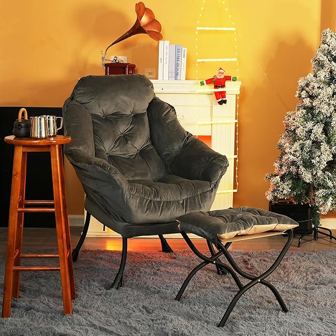 Lazy Chair with Folding Ottoman, Living Room Accent Contemporary Lounge Chair - Image 6