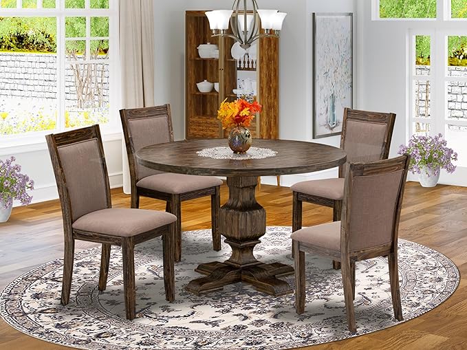 East West Furniture I3MZ5-748 5 Piece Dining Room Table Set Includes a Round - Image 2