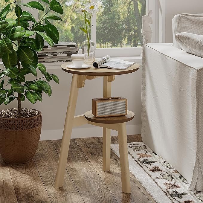ChooChoo Round End Table Set of 2, Narrow Side Table - Image 4