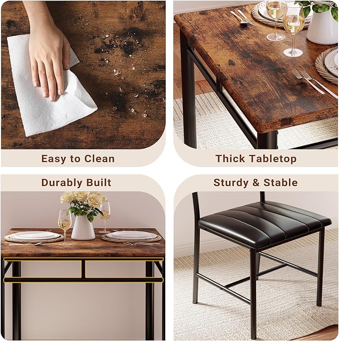 IRONCK Dining Table Set for 2, Small Kitchen Table - Image 7