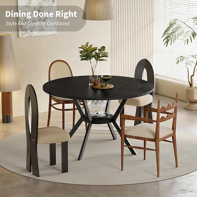 Black Dining Table for 4, 42 Inch Round Kitchen Table - Image 7
