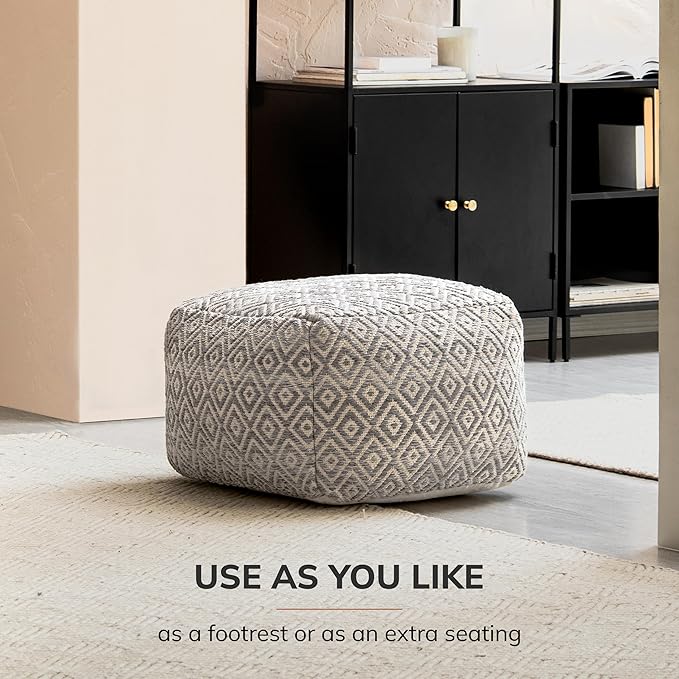 Anji Mountain 22"x22"x16" Handmade & Handcrafted Ottoman Pouf Comfortable Pouf - Image 7