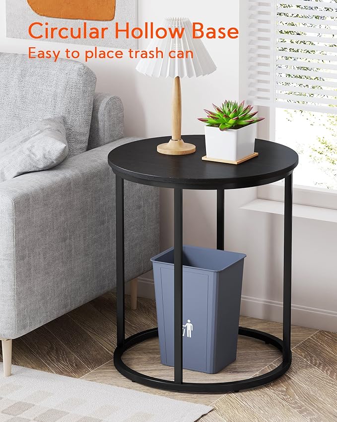 Yusong Round End Table, Nightstand Modern Bedside Table - Image 4