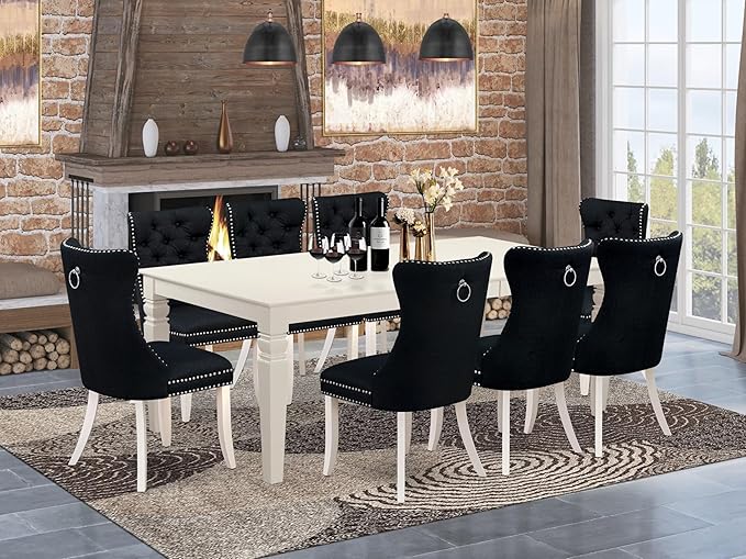 East West Furniture LGDA9-LWH-24 9 Piece Dinette Set Includes a Rectangle - Image 2