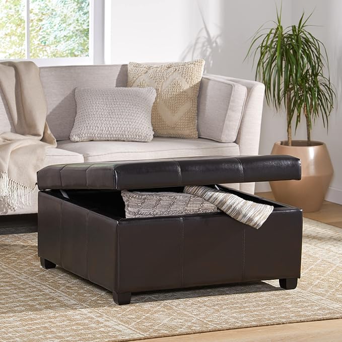 Christopher Knight Home Carlsbad Bonded Leather Storage Ottoman - Image 5