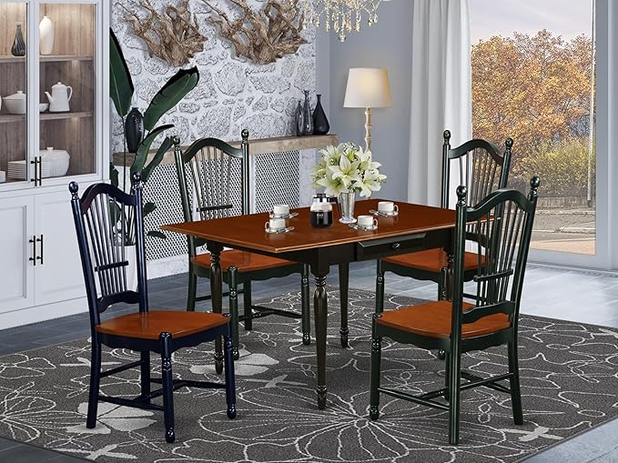 East West Furniture MZDO5-BCH-W 5 Piece Kitchen Table & Chairs Set Includes a - Image 2