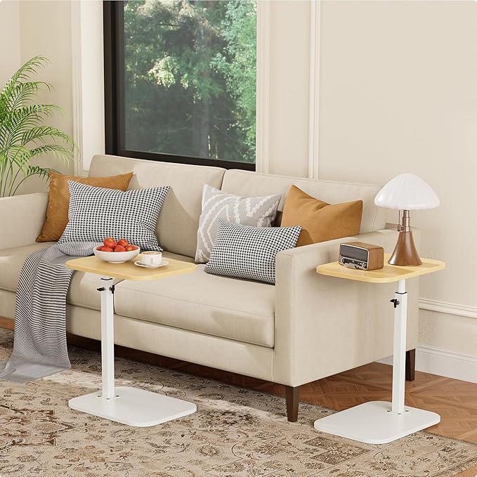 C Shaped End Table for Couch, Adjustable Height Couch Side Table, Horizontal - Image 2