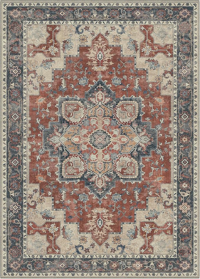 GENIMO 10x14 Area Rugs for Living Room, Machine Washable Non Slip Vintage Rugs - Image 7
