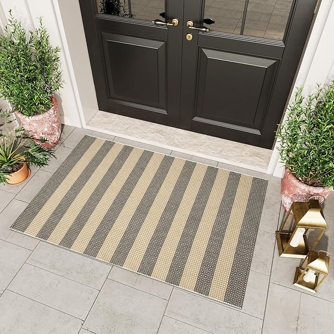 OJIA Tan Washable Outdoor Rug 3'x5', Fall Front Door Mat Outside Entrance - Image 6