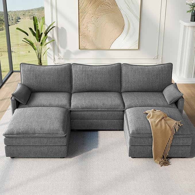 Vesgantti 108" U Shaped Sectional Couch, Comfy Cloud Modular Sectional Sofa by Vesgantti