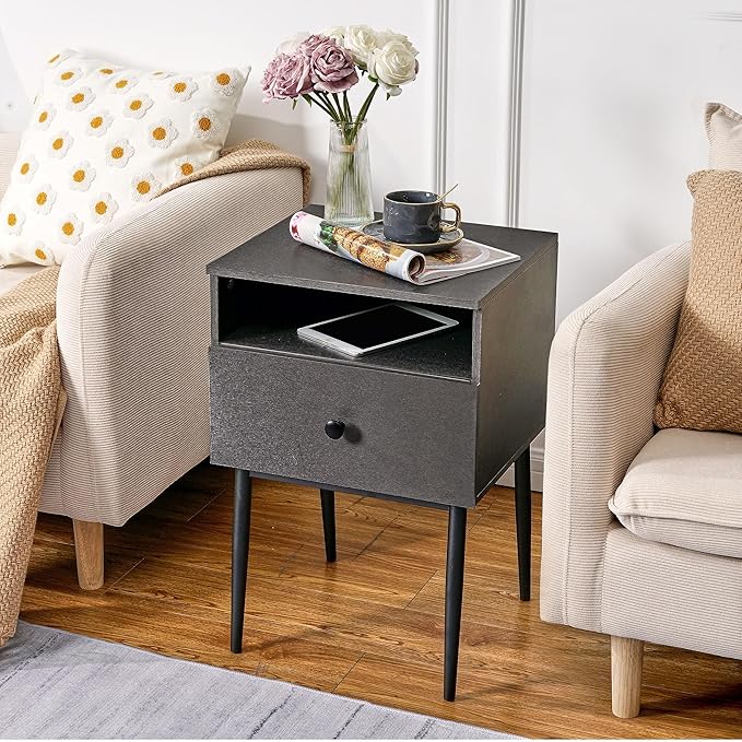 VECELO Modern Wood Night Stand, Square End Table Side Table - Image 8