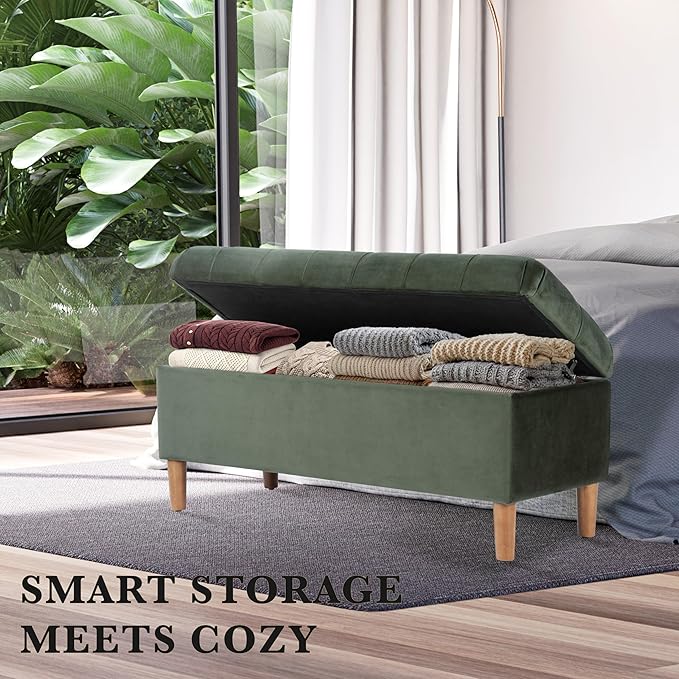 HomePop Home Decor | Tufted Ainsley Button Storage Ottoman Bench - Image 5