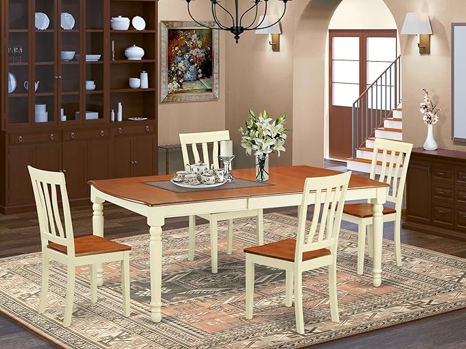 East West Furniture DOAN5-WHI-W 5 Piece Kitchen Table Set - Image 2