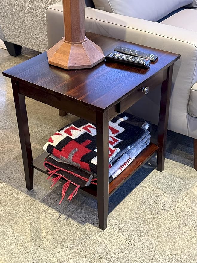 2-Tier Solid Acacia End Table w/Drawer - Image 7