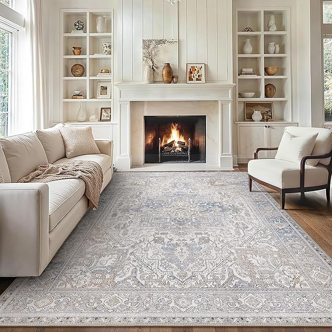 GENIMO 5x8 Area Rugs for Living Room, Machine Washable Low Pile Rugs, Chenille by GENIMO