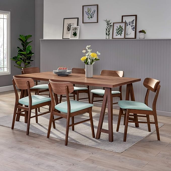 Christopher Knight Home Anthony Mid-Century Modern 7 Piece Dining Set, Mint and - Image 2