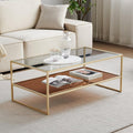 Shrine Glass Coffee Table, Dual-Layer Glass Coffee Table by SHRINELIGHTING