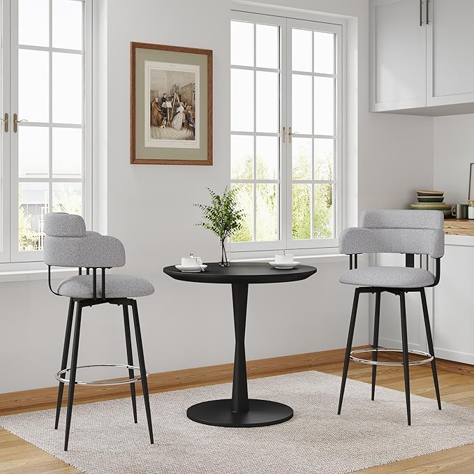Swivel Bar Stools Set of 2, Counter Height Bar Stools - Image 8