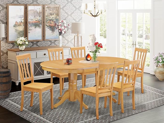 East West Furniture VAAN7-OAK-W 7 Piece Kitchen Table & Chairs Set Consist of - Image 2