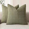 Foindtower Set of 2 Decorative Linen Check Throw Pillow Covers Neutral by Foindtower
