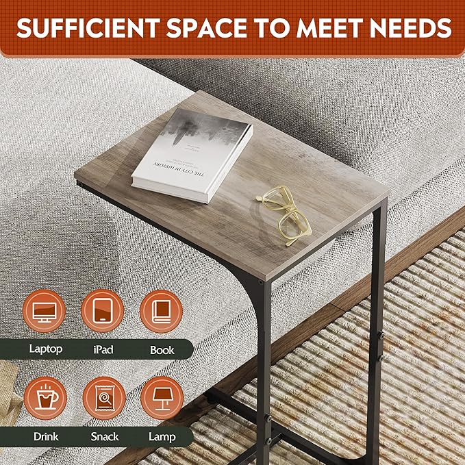 WLIVE C Shaped End Table, Small Couch Side Tables - Image 4