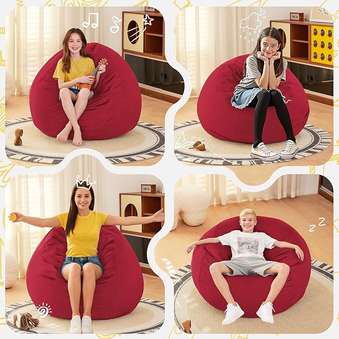 HABUTWAY 2FT Bean Bag Chair, Teardrop Bean Bag Chair Luxurious Velvet Ultra - Image 6