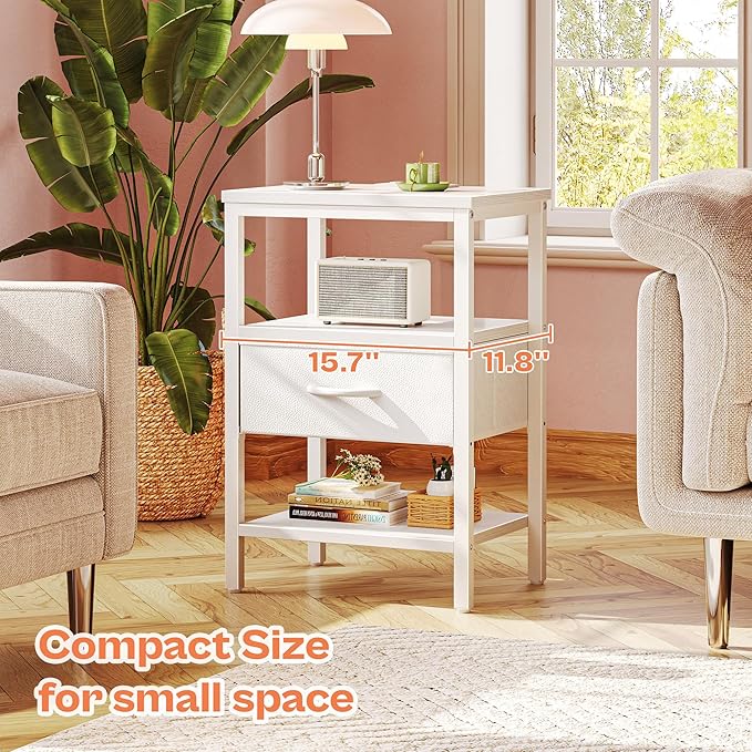 SUPERJARE Nightstand with Charging Station, Bed Side Table with Adjustable - Image 5