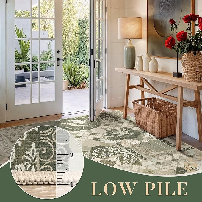 GENIMO 5X7 Floral Area Rugs for Living Room, Machine Washable Non Slip Vintage - Image 7