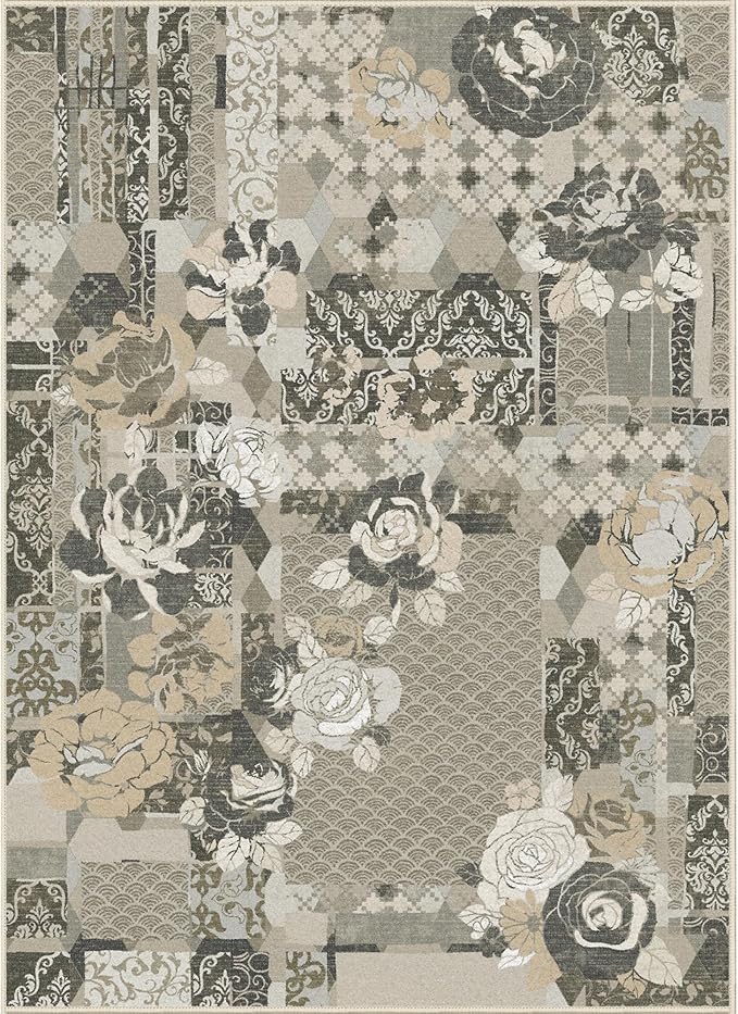 GENIMO 5X7 Floral Area Rugs for Living Room, Machine Washable Non Slip Vintage - Image 9