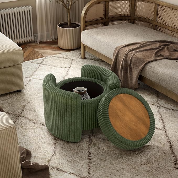 Furniture of America Lennox Modern Chenille 25-inch Round Storage Ottoman - Image 7