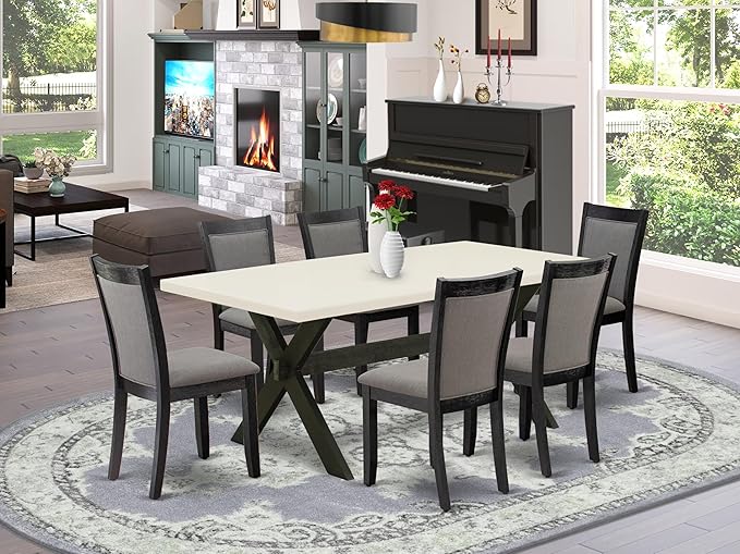 East West Furniture X627MZ650-7 7 Piece Dining Table Set Consist of a Rectangle - Image 2
