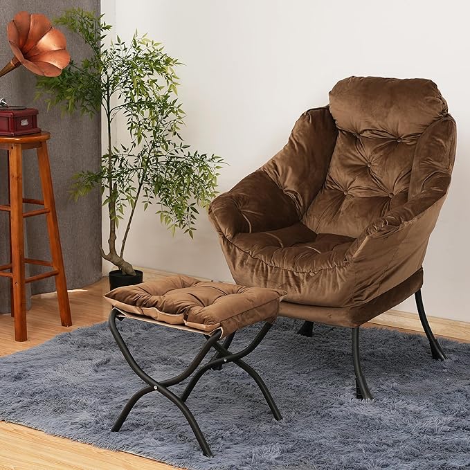 Lazy Chair with Folding Ottoman, Living Room Chairs, Accent Contemporary Lounge - Image 2